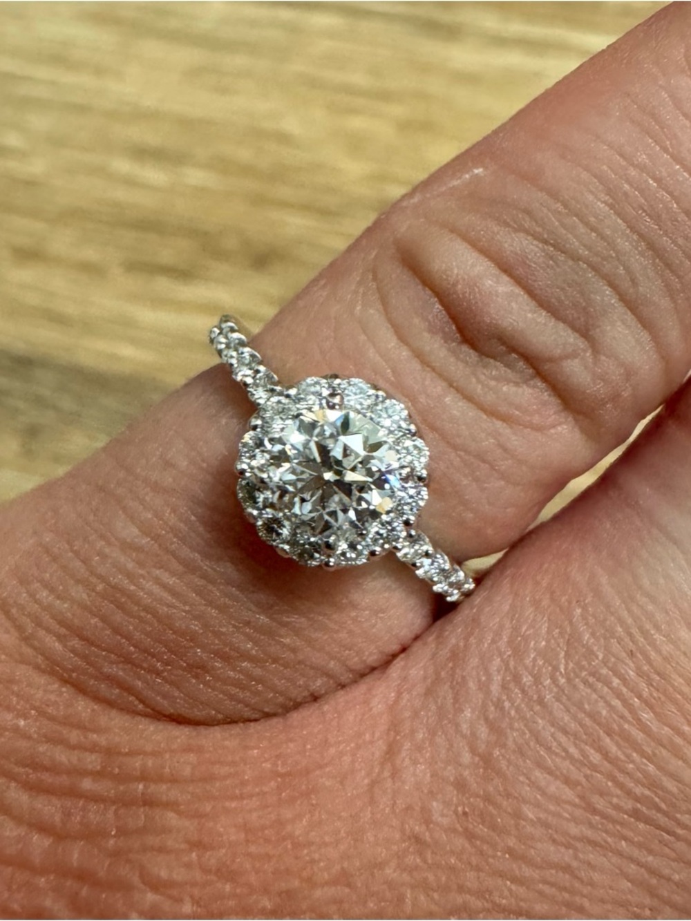 14K White Gold Lab Grown Diamond Halo Engagement Ring